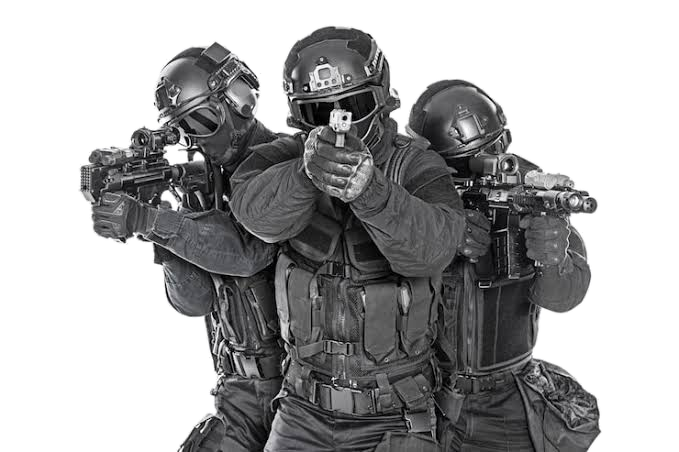 Tactical team in protective equipment